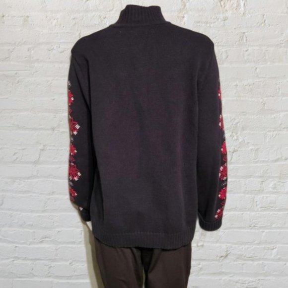 1/4 zip, navy sweater with snowflakes by Karen Scott - Picture 3 of 10